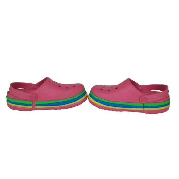 Crocs Crocband Clogs Rainbow Girls 11 Slip On Water Shoes Ciabatta Pink Paradise - Picture 6 of 8